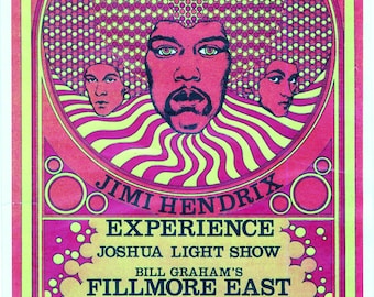 Jimi Hendrix Fillmore Poster – Vintage 60s Rock Art – 11x17 Concert Print – Psychedelic Music Decor