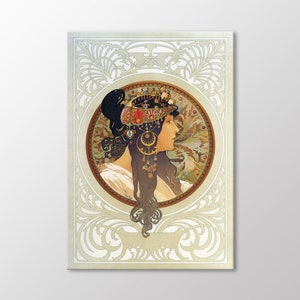 Brunette by Alphonse Mucha Canvas Wall Art