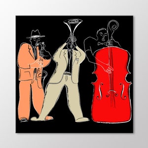 Jazz Band Canvas Wall Art, Musical Decoration