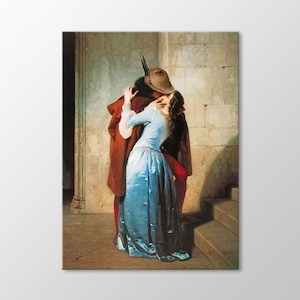 Bacio byFrancesco Hayez Canvas Wall Art, Kissing Lovers Art Print