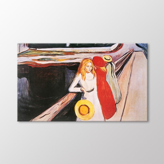 Girls on the Bridge by Edvard Munch Canvas Wall Art, Munch