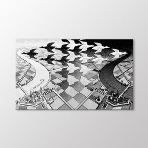Day And Night by Maurits Cornelis Escher Canvas Wall Art