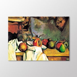Crumpled Cover Vase and Fruit Plate by Paul Cezanne Canvas Wall Art