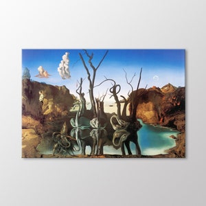 Swans Reflecting Elephants by Salvador Dali Canvas Wall Art