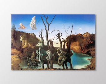 Swans Reflecting Elephants by Salvador Dali Canvas Wall Art