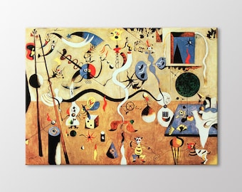 The Harlequin's Carnival by Joan Miro Canvas Wall Art, Il Carnevale Di Ar Lecchino Painting