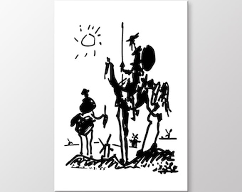 Don Quixote by Picasso Canvas Art, Minimalist Home Decor