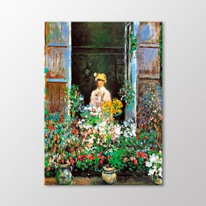 Camille Monet in Front of the Window 1873 by Claude Monet Canvas Wall Art