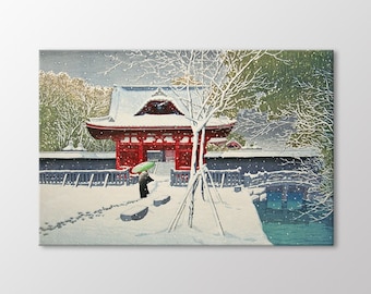 Snow in Shiba Park by Kawase Hasui Canvas Wall Art, Vintage Japanese Art Print