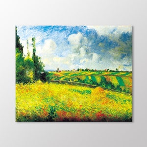 Rye Fields Pontoise 1877 by Camille Pissarro Canvas Wall Art