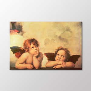 Little Angels Canvas Wall Art, Raffaello Sanzio Paintings, Baby Angel Art Print, Angels with Wings Wall Art, Modern Decoration,Ready to Hang