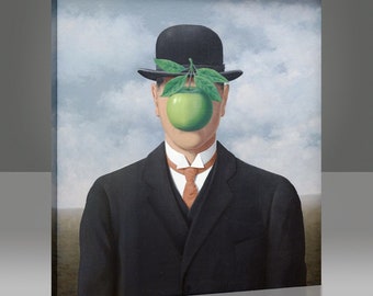 The Son of Man by René Magritte Canvas Wall Art, Surrealist Apple