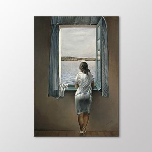 Frau am Fenster von Salvador Dali Leinwand Wandkunst
