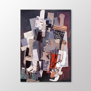 Picasso Mann mit Pfeife Leinwand Wandkunst, Pablo Picasso Gemälde, abstrakter Kunstdruck, Leinwand fertig zum Aufhängen