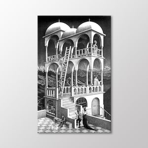 Belvedere by Maurits Cornelis Escher Canvas Wall Art, Abstract Contemporary Wall Decoration