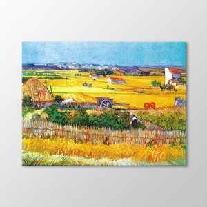Montmajour in the Background of the Harvest in La Crau 1888 by Vincent Van Gogh Canvas Wall Art