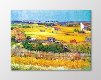 Montmajour in the Background of the Harvest in La Crau 1888 by Vincent Van Gogh Canvas Wall Art