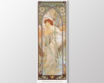 Alphonse Mucha Evening Contemplation Canvas Print, Art Nouveau Wall Art