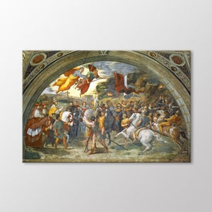 The Meeting of Leo the Great and Attila by Raffaello Sanzio Canvas Wall Art, Raphael Fresco Painting, Italian Renaissance Artwork