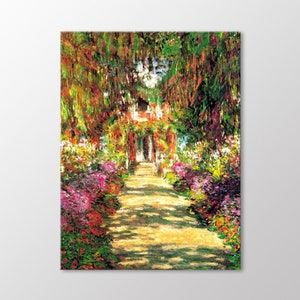 Giardino a Giverny di Claude Monet, stampa su tela, paesaggio floreale impressionista, dipinto di un giardino francese per la casa o l'ufficio.