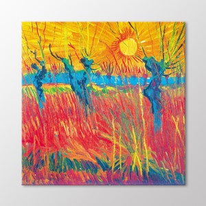 Pollard Weiden bei Sonnenuntergang von Vincent Van Gogh Leinwand Wandkunst, Van Gogh Drucke, Fine Art Gemälde Fertig zum Aufhängen