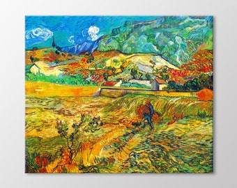 Enclosed Wheat Field  1889 by Vincent Van Gogh Canvas Wall Art