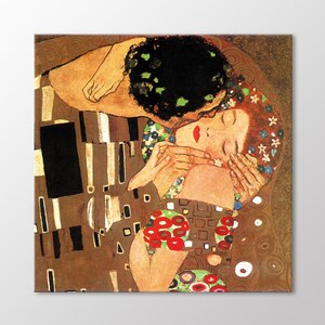 Klimt The Kiss Canvas Wall Art, Gustav Klimt Paintings, Klimt Print, Kissing Lovers Art Print, Canvas Ready to Hang