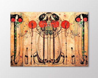 Queen of May Canvas Wall Art | Margaret MacDonald Machintosh Print | Floral Home Decor | Vintage Style Art Piece