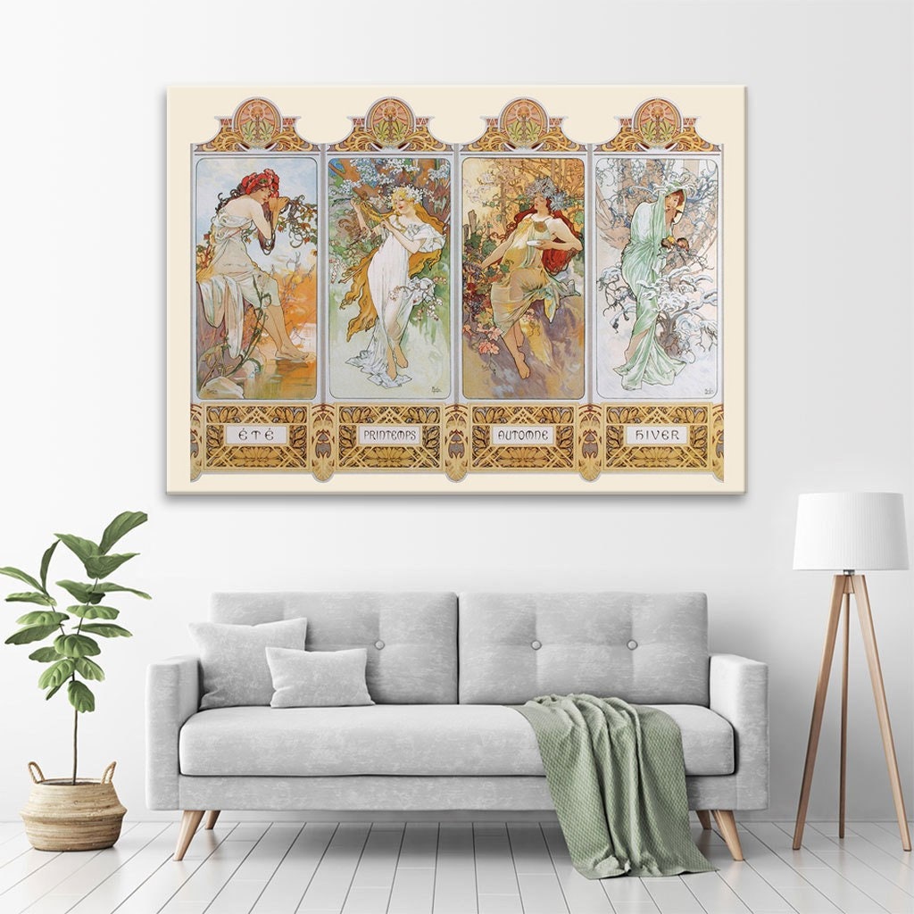 The Seasons by Alphonse Mucha Canvas Wall Art - Etsy