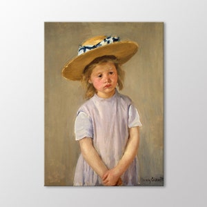 Child in a Straw Hat by Mary Cassatt Canvas Wall Art