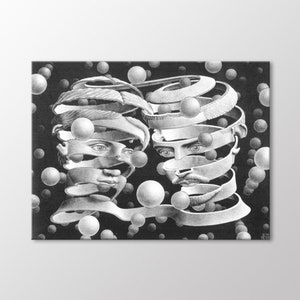 Bond Of Union by Maurits Cornelis Escher Canvas Wall Art, Abstract Contemporary Wall Decoration, Lovers Art Print