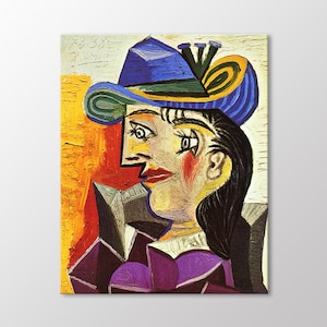 Woman With A Blue Hat by Pablo Picasso Canvas Wall Art