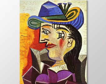 Woman With A Blue Hat by Pablo Picasso Canvas Wall Art