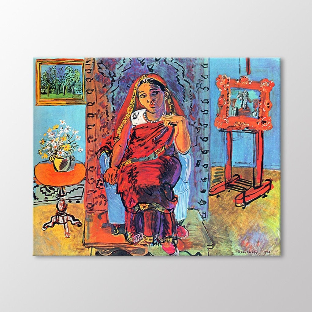 Interior With Indian Woman by Raoul DUFY Canvas Wall Art