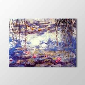 Monet Water Lilies Canvas Wall Art, Claude Monet Print, Impressionist Landscape Paintings, Garden Flower Print, Canvas Ready to Hang