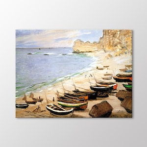Boats in Etretat by Claude Monet Canvas Wall Art