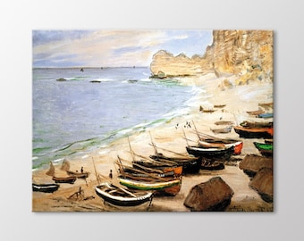 Boats in Etretat by Claude Monet Canvas Wall Art