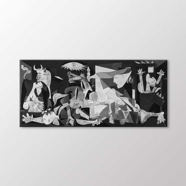 Guernica de Pablo Picasso Canvas Wall Art, Guernica Peinture Poster Print, Peinture de guerre célèbre, Extra Large Canvas Ready To Hang