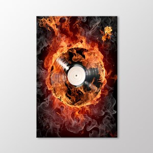 Flame Plaque Canvas Wall Art, Music Room Studio Wall Decoration