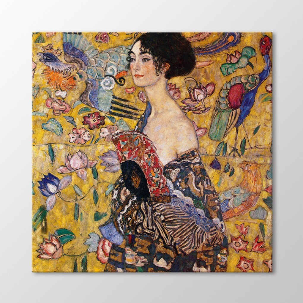 Signora Con Ventaglio by Gustav Klimt Canvas Wall Art