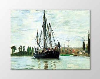 Chasse Maree Ship at Anchorage by Claude Monet Canvas Wall Art