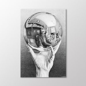 Hand With Reflecting Sphere by Maurits Cornelis Escher Canvas Wall Art