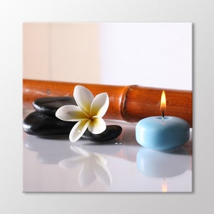 Pebbles and Candle Canvas Wall Art, Zen Yoga Decoration Art Print