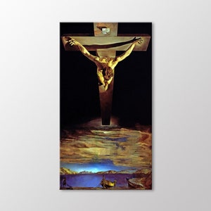 Art mural sur toile Christ de Saint Jean de la Croix | Impression de peinture de Salvador Dali, décoration d'intérieur chrétienne, décoration murale unique