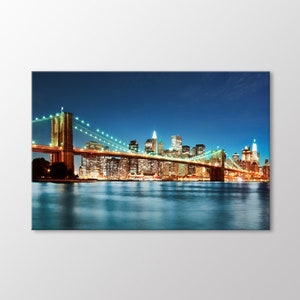 Brooklyn Bridge Leinwand Wandkunst, New York Manhattan Fotografie, Stadtbild Wanddekoration, Inspirational Design, Geschenk für Arbeitsplatz Dekor