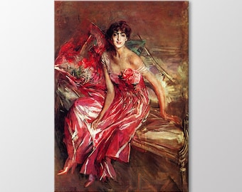 The Lady in Red by Giovanni Boldini Canvas Wall Art, Die Dame in Rot Painting