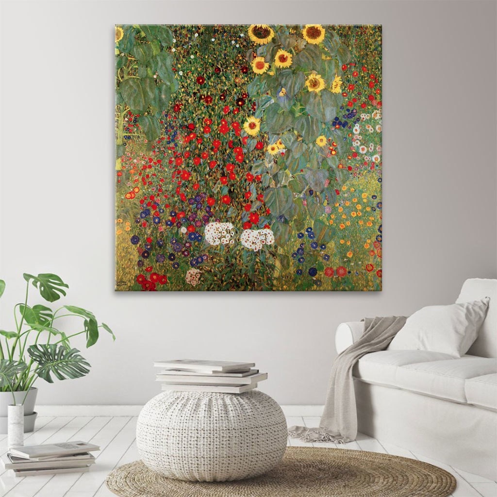 Garden With Sunflowers by Gustav Klimt Canvas Wall Art - Etsy