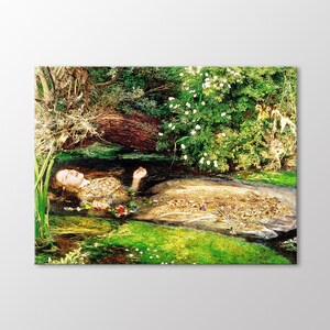Ophelia by John Everett Millais Canvas Wall Art, Ophelia Art Print, Woman Portrait Painting, British Landscape Print Ready to Hang