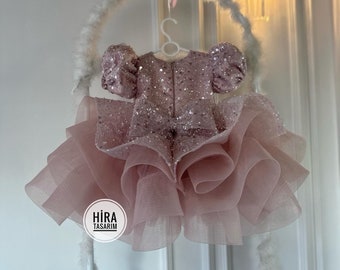 Robe de mariée tutu rose à paillettes