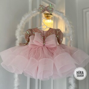 Pink Tulle Baby Girl Dress with Ribbon, Pink Girl Puffy Dress, Pink Baby  Tutu Dress, Princess Dress, Baby Flower Dress, Baby Wedding Dress